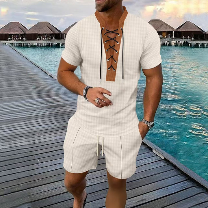 Herren Sportliches Oberteil mit modischer Schnürung und Shorts Echoarchiv