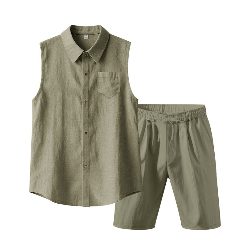 Herren lässiges Kurzarm-Hemd und Shorts-Set Echoarchiv