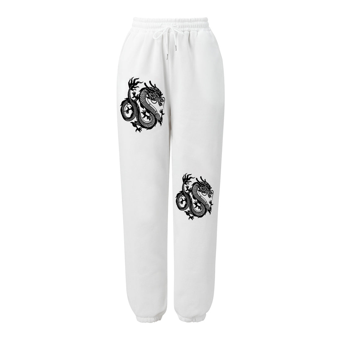 Damen weite Jogginghose hochgeschnitten mit seitlichem Statementprint und elastischem Bund – Avélisse