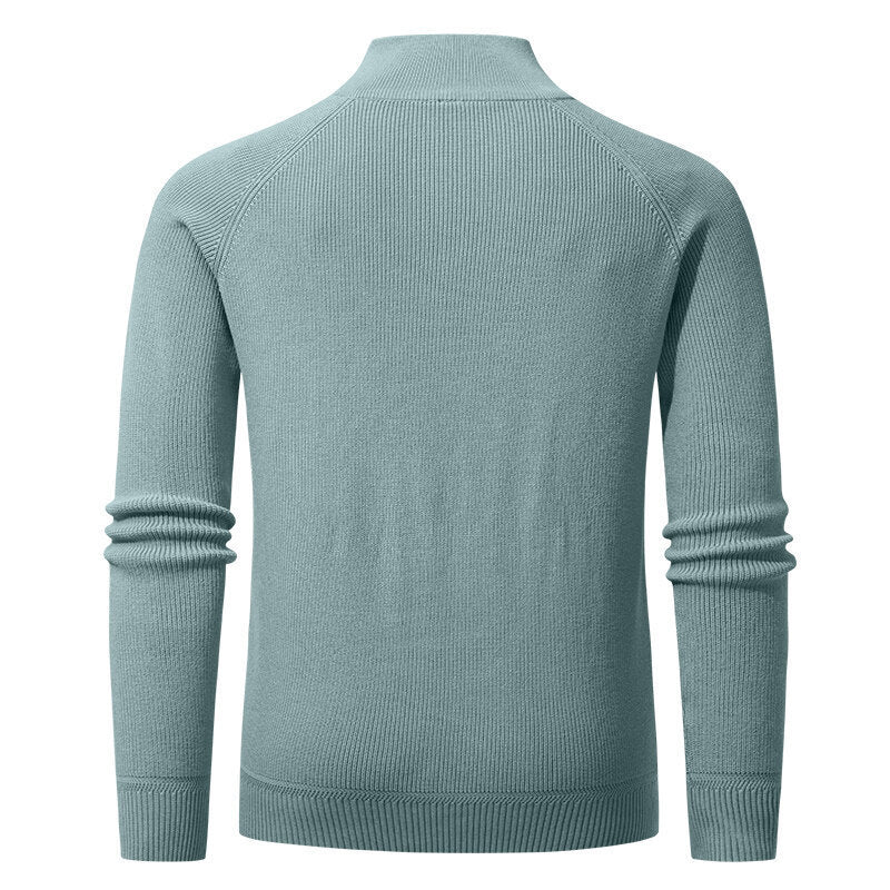 Herren hochwertiger Strickpullover mit Stehkragen und modernem Reißverschluss Echoarchiv