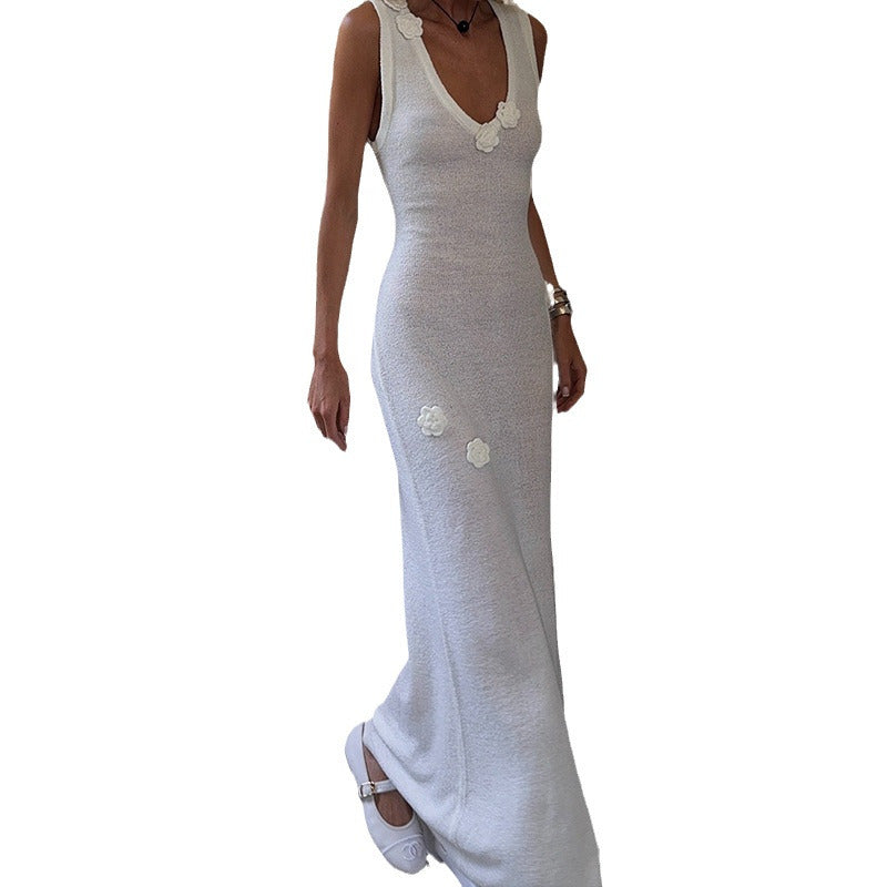 Damen Maxi-Strickkleid mit raffinierten Blumenapplikationen Echo Archiv