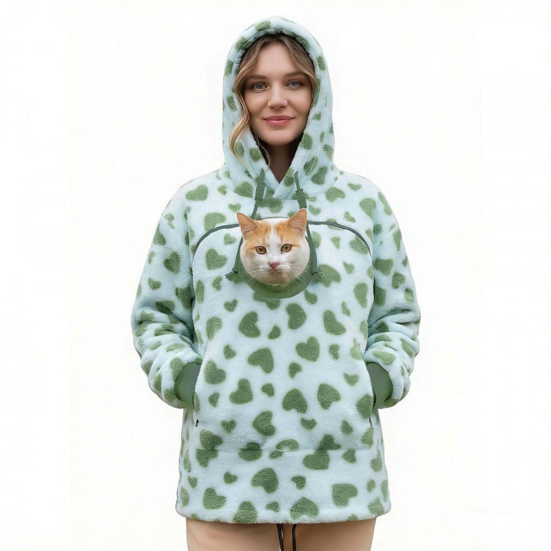 Damen Kapuzenpullover mit integrierter Katzenhöhle und extra weichem Fleece Echo Archiv