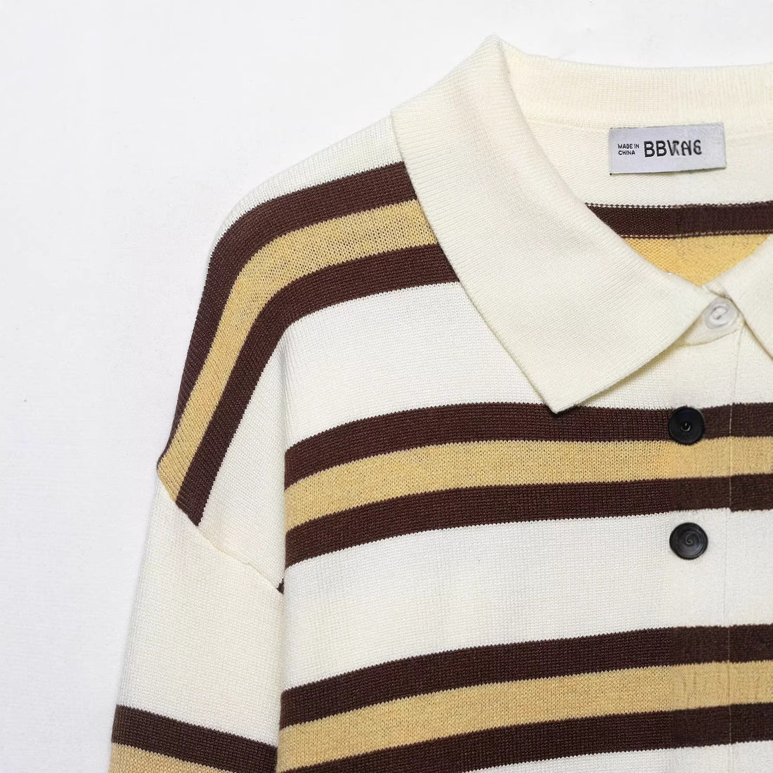 Damen Gestreifter Strick‑Polo‑Pullover im Oversize‑Cropped‑Schnitt Echoarchiv