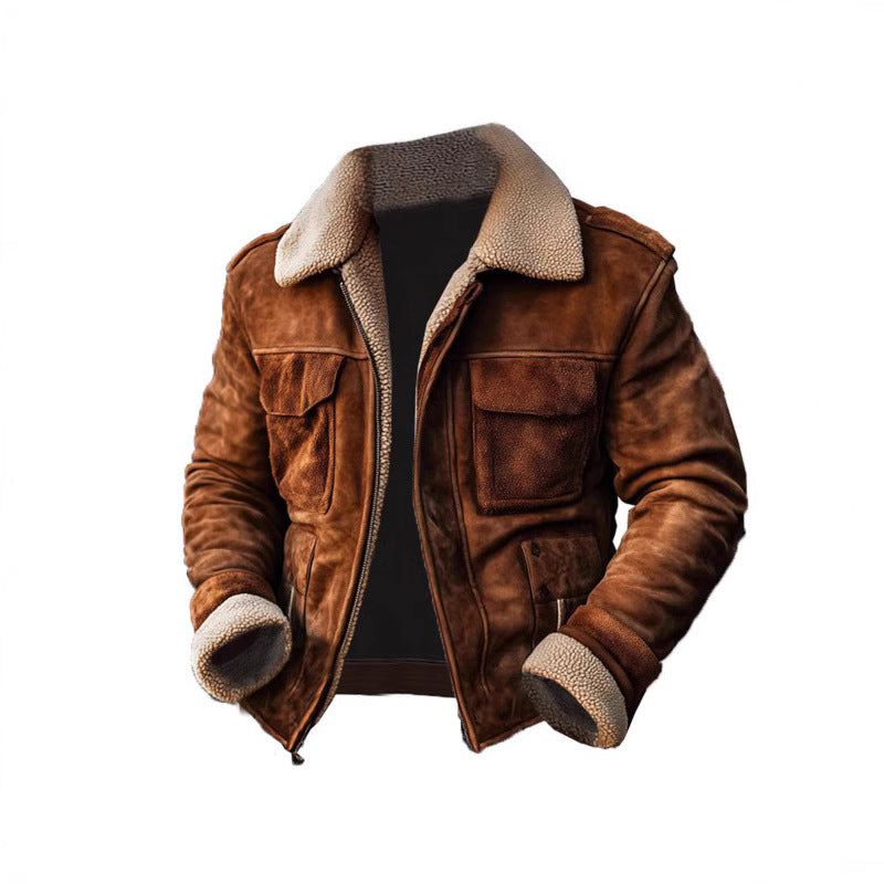 Herren Lederjacke mit warmem Sherpa-Futter und praktischen Taschen Echoarchiv