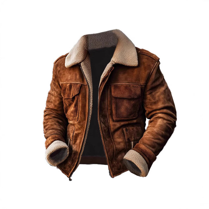 Herren Lederjacke mit warmem Sherpa-Futter und praktischen Taschen Echoarchiv