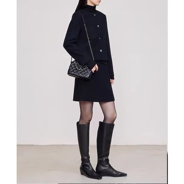 Damen moderne Cropped Jacke mit eleganten Knöpfen Echoarchiv