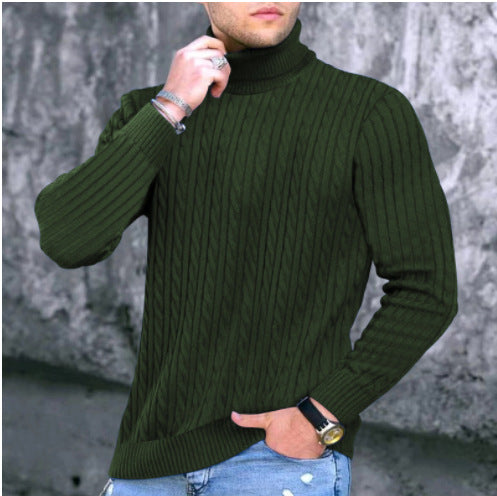 Herren Pullover mit hohem Kragen und strukturiertem Zopfmuster Echoarchiv