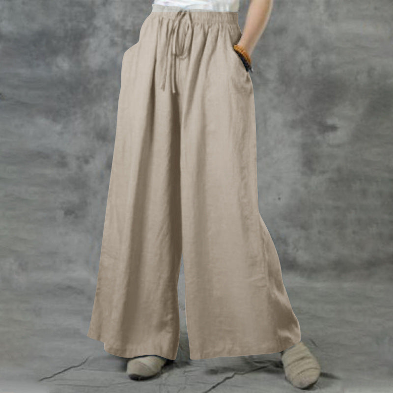 Damen nan weite Leinenhose mit hohem Bund und Tunnelzug Echo Archiv