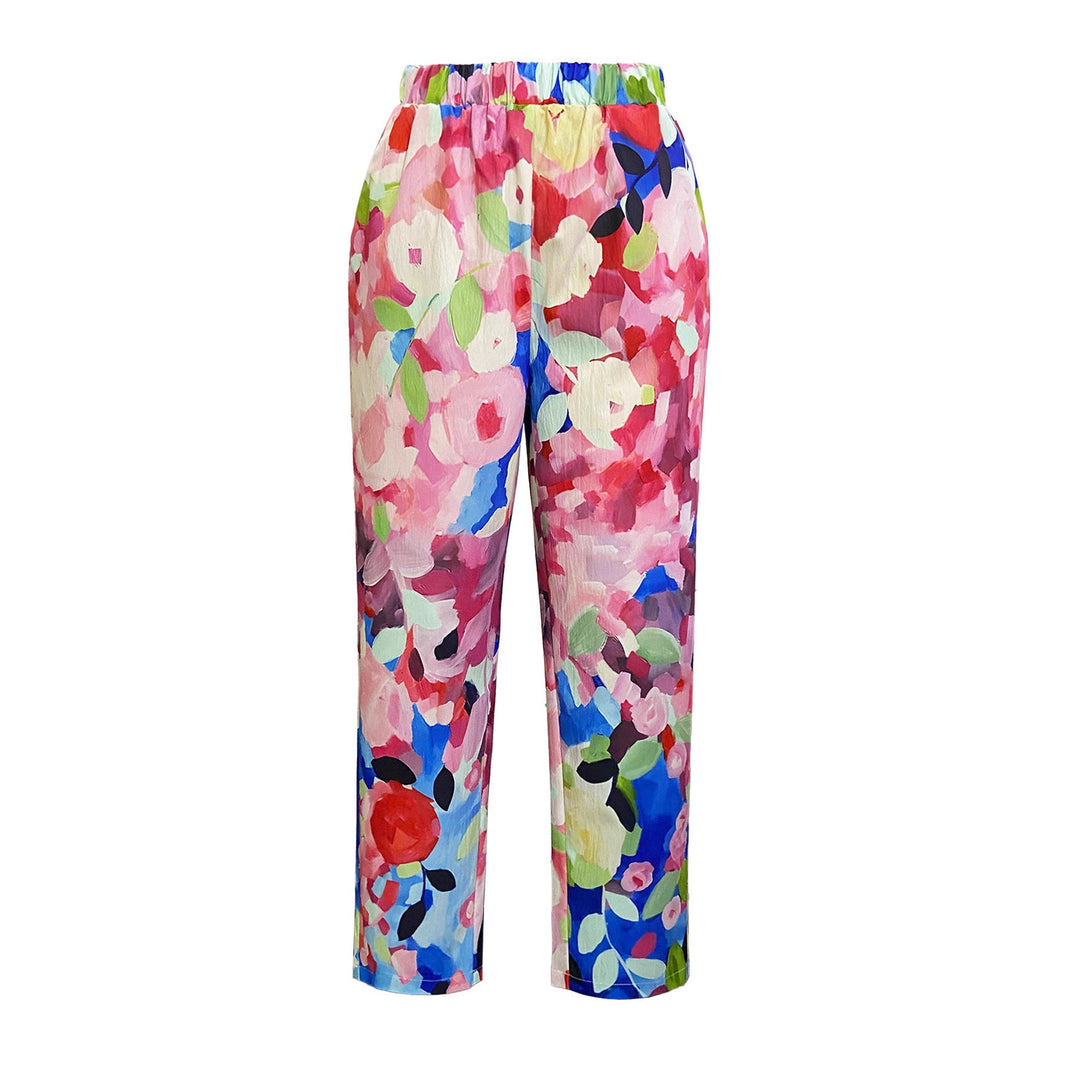 Damen Weite Sommerhose mit floralem Design und praktischen Taschen Echoarchiv