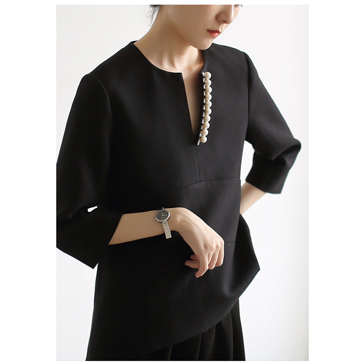 Damen Elegante Bluse mit Perlendetails Echoarchiv
