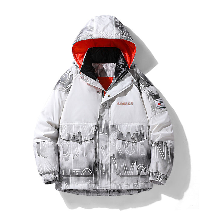 Herren gestepptes Winterjacke mit verstellbarem Kapuzen-Design und praktischen Taschen Echoarchiv