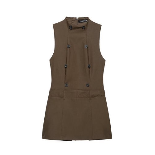 Damen Ärmelloses Pinafore‑Kleid mit doppelreihiger Knopfleiste und taillierter Passform Echoarchiv