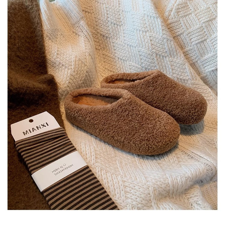 Damen Kuschelige Teddy-Filz Hausschlappen mit geschlossener Kappe und gepolstertem Fußbett Echo Archiv