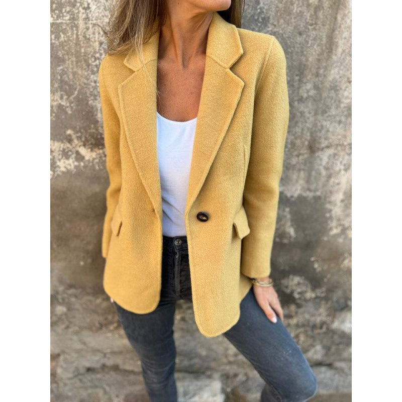 Damen Kastenförmiger Kurzmantel im Blazer-Look aus Wollmix mit fallendem Revers Echo Archiv