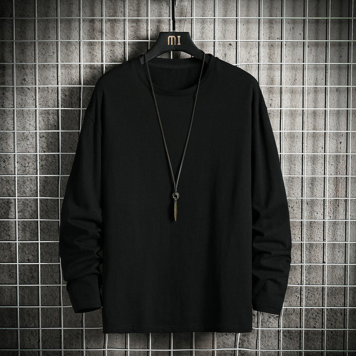 Herren nan lässiges Baumwoll-Basic-Langarmshirt mit Rundhals, Relaxed Fit und verstärkter Saumverarbeitung Echo Archiv