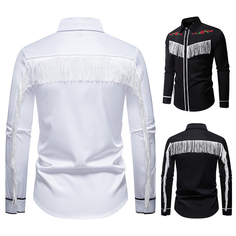 Herren elegante Westernbluse mit Fransen und bestickten Motiven Echoarchiv