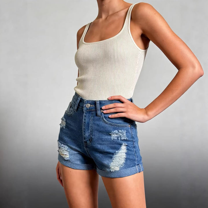Damen Crop-Hemd im klassischen Karomuster mit Puffärmeln Echo Archiv