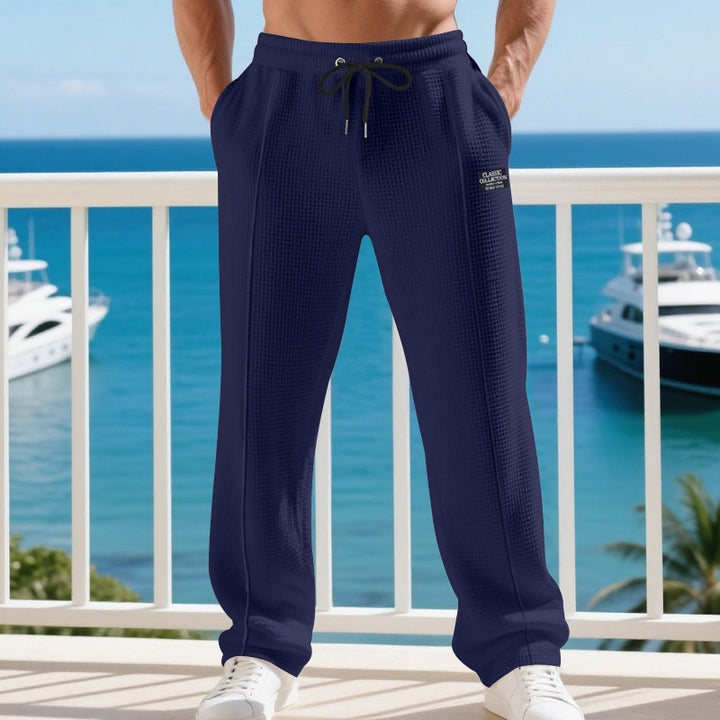 Herren Lässige Waffelstruktur-Jogginghose mit Kordelzug und seitlichen Eingrifftaschen Echoarchiv