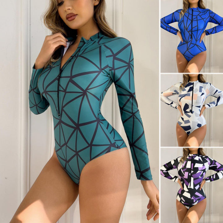 Damen Surfanzug mit geometrischem Design und praktischem Reißverschluss Echo Archiv