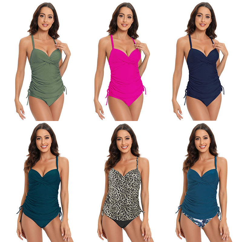 Damen Tankini-Set mit elegantem Wickeldesign und raffinierter Rüsche – Maréssa