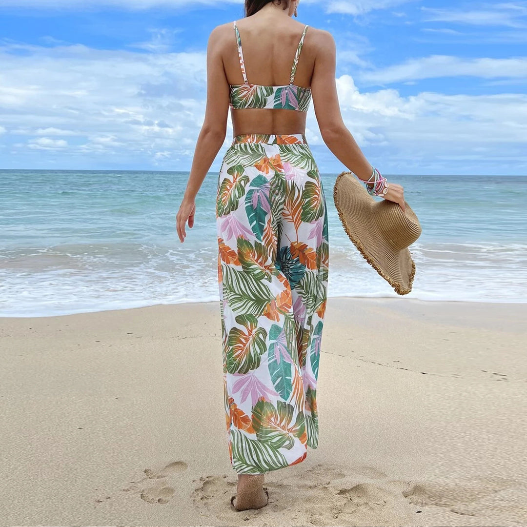 Damen Badeset mit floralem Design und lockeren Palazzohosen Echo Archiv