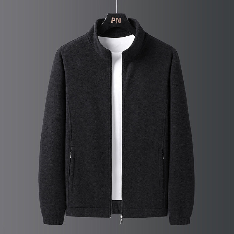 Herren modische Fleecejacke mit praktischem Stehkragen und seitlichen Reißverschlusstaschen Echoarchiv