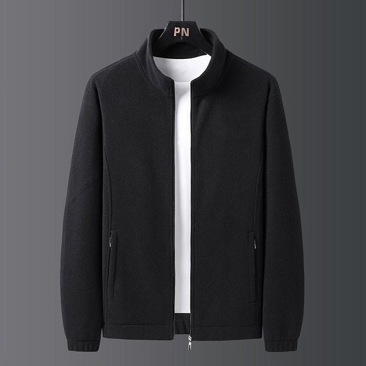 Herren modische Fleecejacke mit praktischem Stehkragen und seitlichen Reißverschlusstaschen Echoarchiv