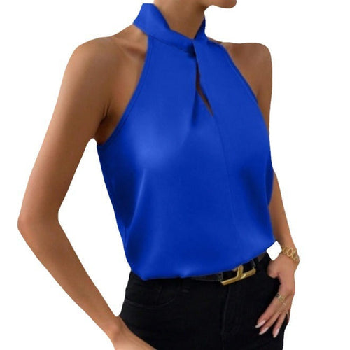Echoarchiv | Damen Knoten Hals Stil Top Seide