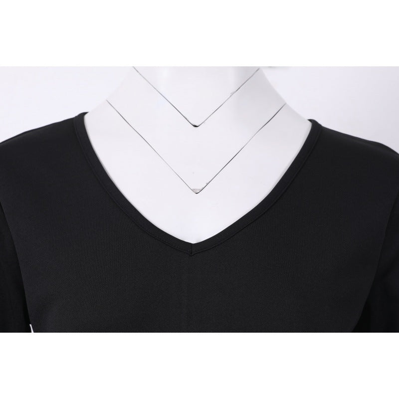 Damen Vintage-inspiriertes Swingkleid mit V-Ausschnitt, Dreiviertelärmeln und voluminösem Tellerrock – Élara