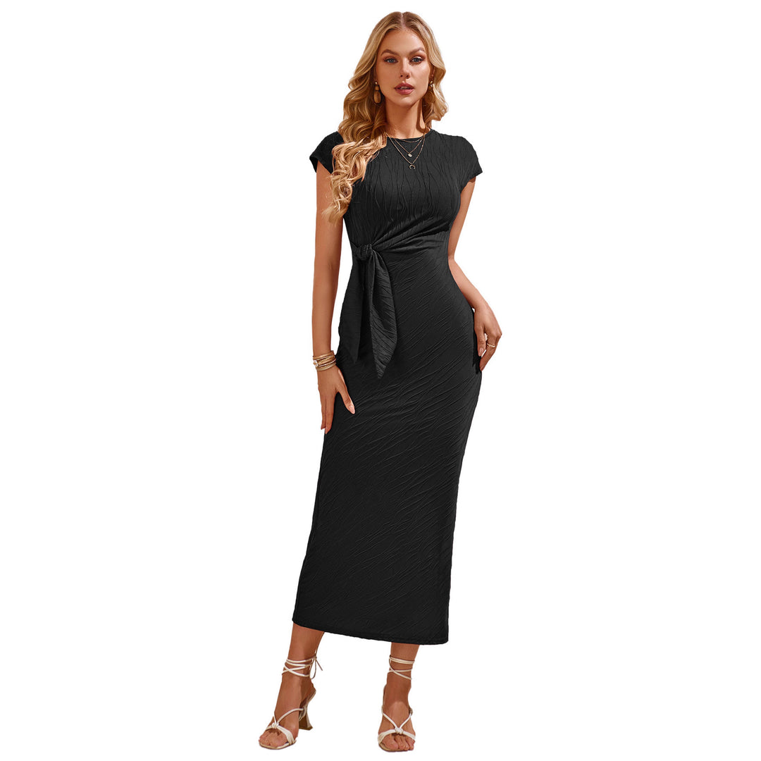 Damen elegantes Maxikleid mit innovativer Raffung und Taillengürtel Echo Archiv