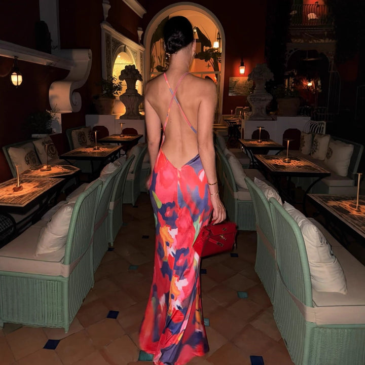 Damen figurbetontes Maxikleid mit floralem Muster und Spitze Echo Archiv