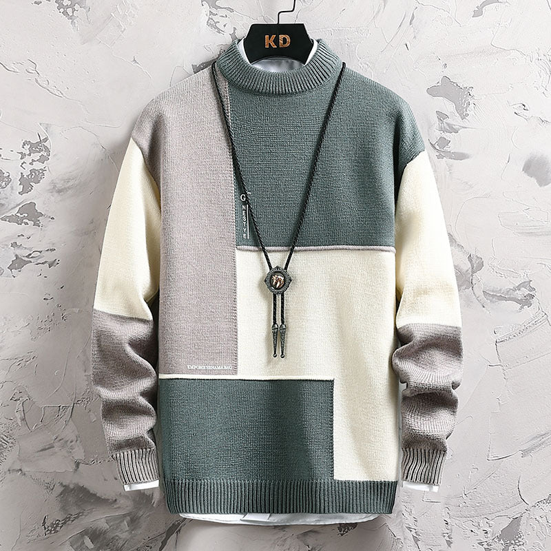 Herren hochwertiger Rollkragenpullover mit modernem geometrischem Design Echoarchiv