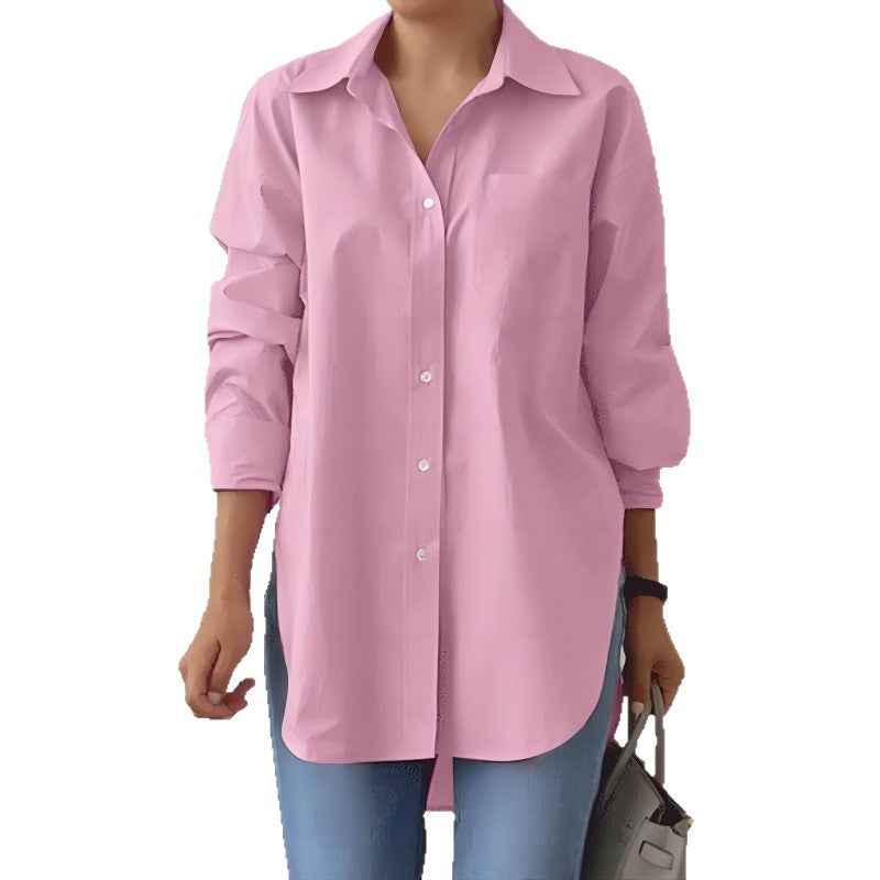 Damen Oversized Hemdbluse mit verlängertem Saum und Seitenschlitzen Echo Archiv