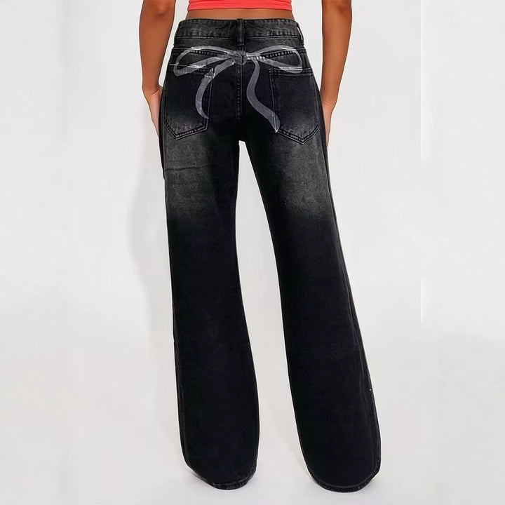 Damen weite High-Waist Jeans mit einzigartiger Textur Echo Archiv