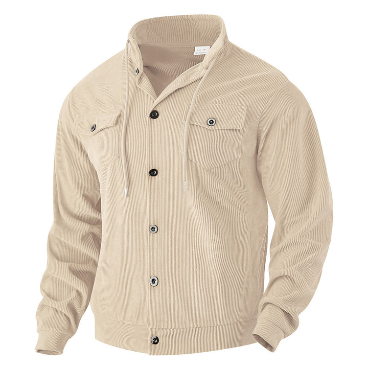 Herren nan strukturierte Cord-Workerjacke mit verdeckter Kapuze, Druckknopfverschluss und aufgesetzten Brusttaschen Echo Archiv