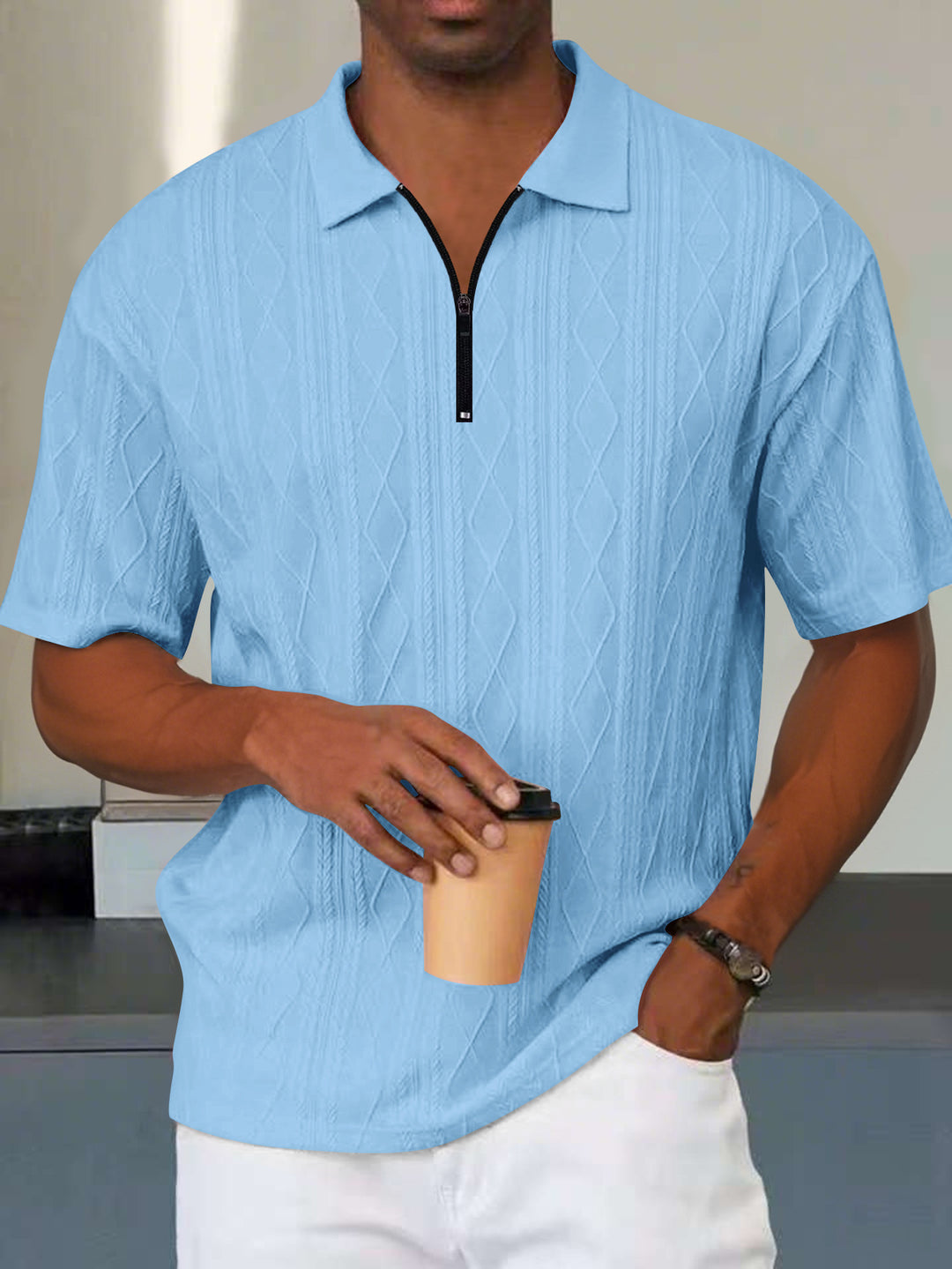 Herren Poloshirt im stilvollen Rautenmuster von Echoarchiv