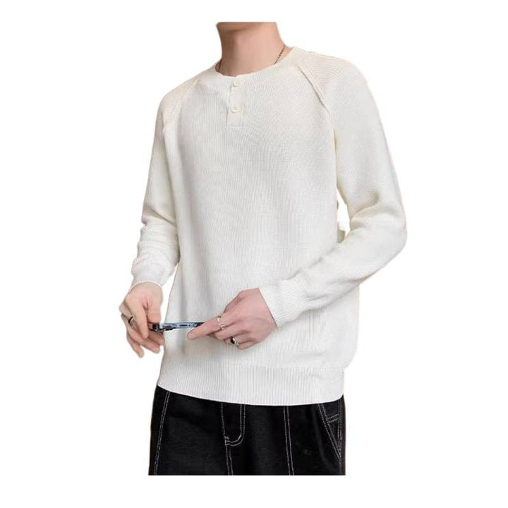 Herren Strickpullover mit umschaltbarem Kragen und hochwertiger Textur Echoarchiv