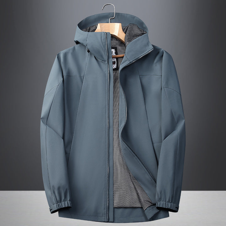 Herren Softshell Regen- und Übergangsjacke mit Kapuze, winddichter Membran und atmungsaktivem Meshfutter Echoarchiv