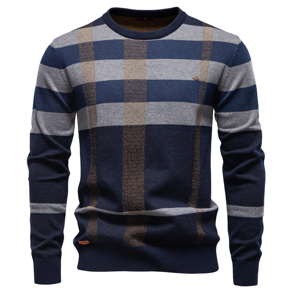 Herren Langarm Pullover mit modernem Karo-Muster und weichem Strick Echoarchiv