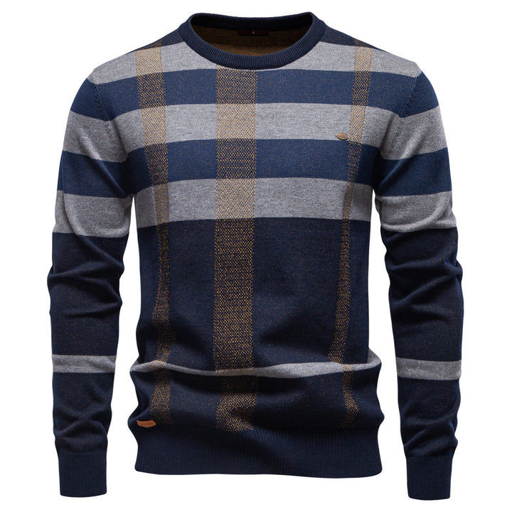 Herren Langarm Pullover mit modernem Karo-Muster und weichem Strick Echoarchiv
