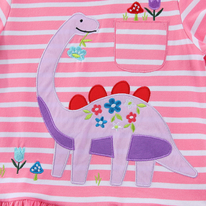 Mädchen Freizeitkleid mit verspieltem Dinosaurier-Motiv und Rüschensaum Echo Archiv