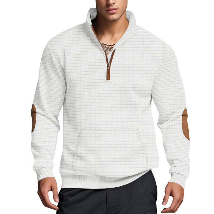 Herren sportlicher Pullover mit halbem Reißverschluss und strukturierter Oberfläche Echoarchiv