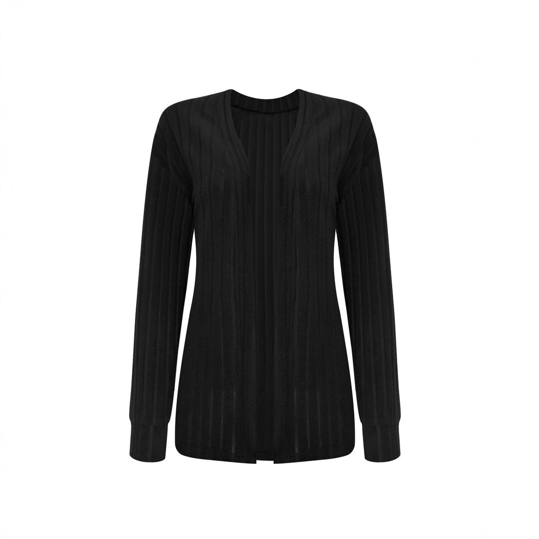 Damen Offener Gerippter Longcardigan aus feinem Strick mit Oversize-Ärmeln Echoarchiv