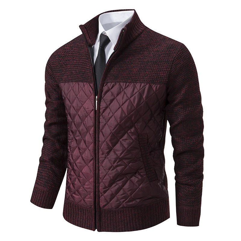 Herren nan gesteppte Hybrid-Strickjacke mit diamantsteppung, Stehkragen, isolierendem Thermofutter und Reißverschluss Echo Archiv
