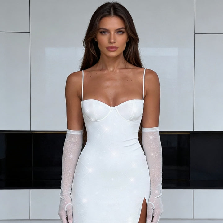 Damen Verführerisches Mini-Kleid mit Glitzer und Trägern Echo Archiv