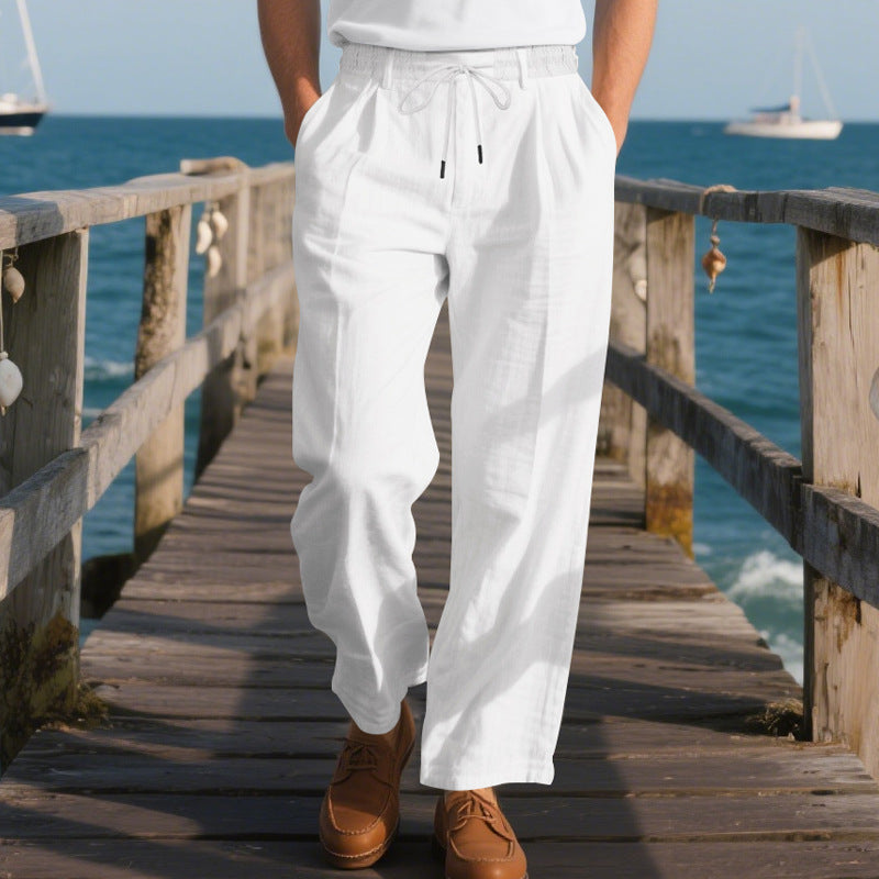 Herren lockere Sommerhose aus leichtem, atmungsaktiven Stoff mit Kordelzug Echoarchiv