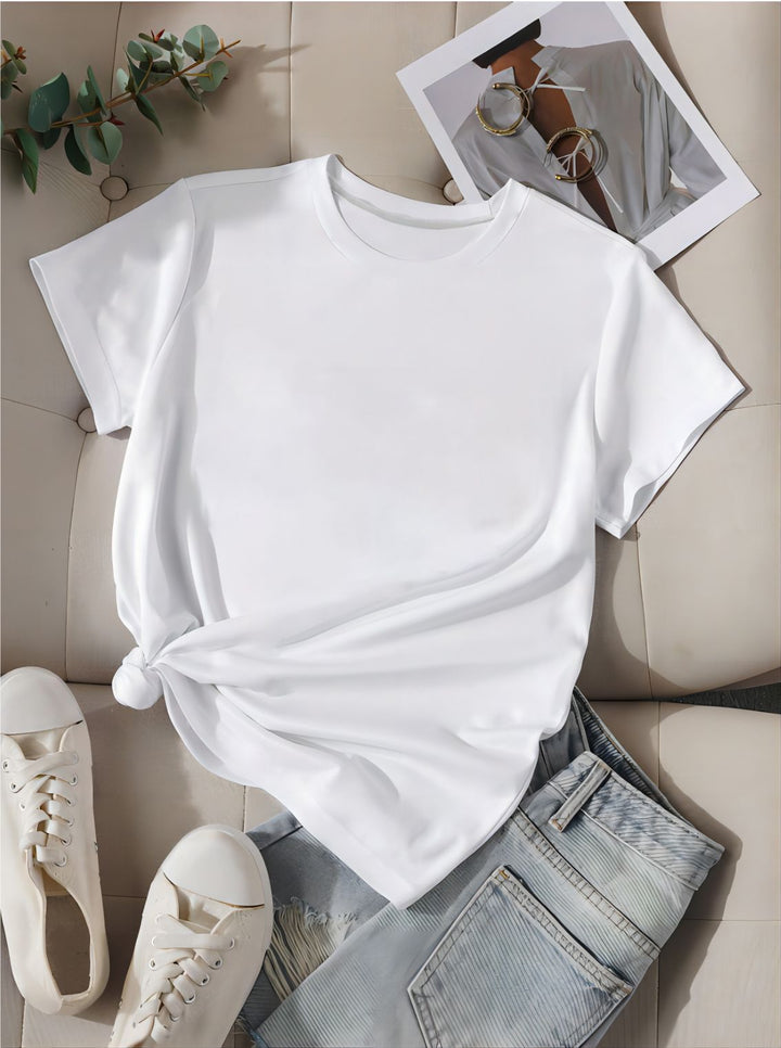 Damen oversized Baumwoll-T-Shirt mit geradem Schnitt und minimalistischem Design Echo Archiv