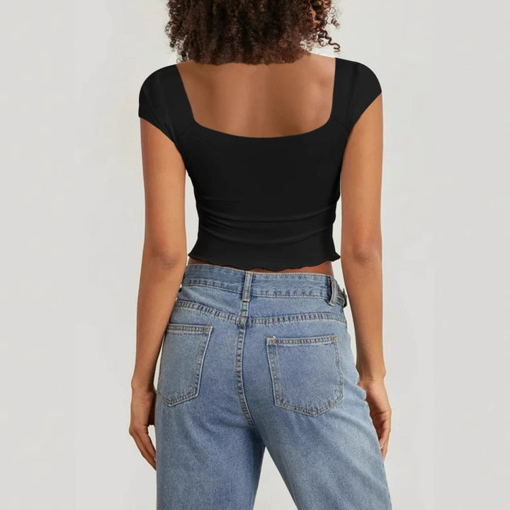 Damen Crop-Top mit herzförmigem Ausschnitt und Raffung Echo Archiv