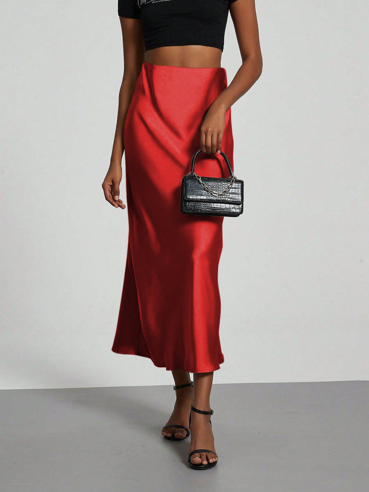 Damen Elegante und fließende Satin Maxiröcke Echo Archiv