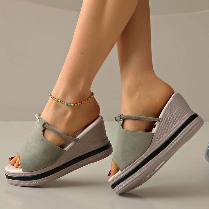 Echoarchiv | Sandalen Zum Hineinschlüpfen mit Offener Spitze Stilvolle Keilsandalen Bequeme Damen
